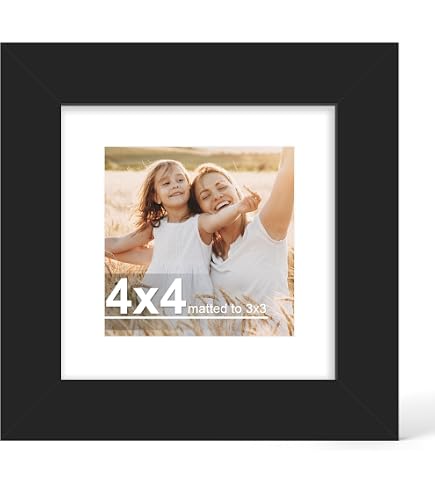 Amazon.com - 5x5 Wooden Picture Frames with 4x4 Opening Mat. Black